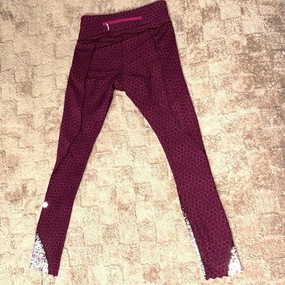 RARE Lululemon Reflective Tight Stuff Tights Star Pixel Raspberry Bordeaux 2 - Picture 9 of 9